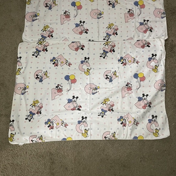 Vintage 80s 2 Receiving Blanket Mickey Baby ABC’s Walt Disney Co 1984 Flannel - Picture 3 of 7